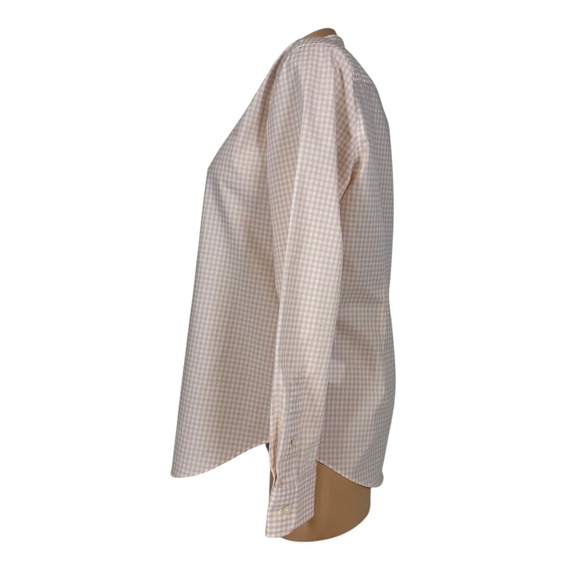 Lauren Ralph Lauren Women's Size LARGE Peach Gingham Button Down Shirt Non Iron - Picture 6 of 10
